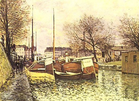 Kaehne auf dem Kanal Saint Martin Paris 