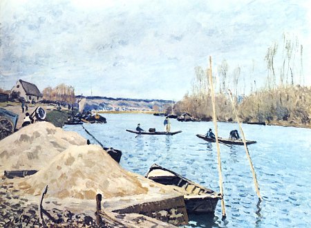 Seine bei Port Marly mit Sandhaufen 