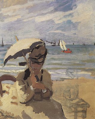 Camille Monet am Strand von Trouville