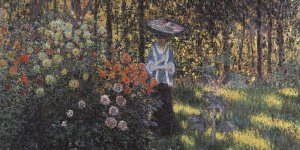 Frau mit Sonnenschirm im Garten von Argenteuil 