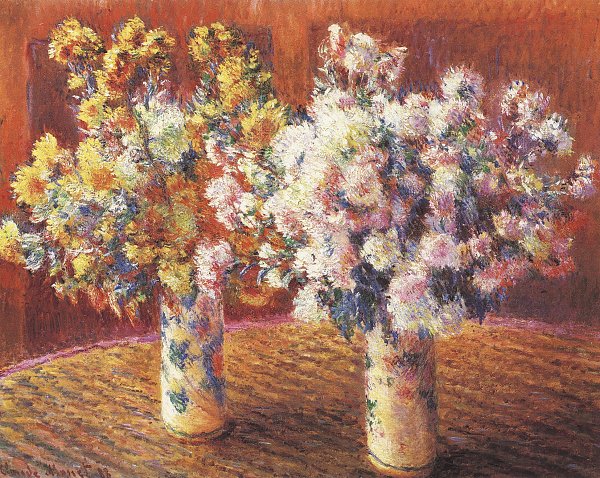 zwei Vasen mit Chrysanthemen