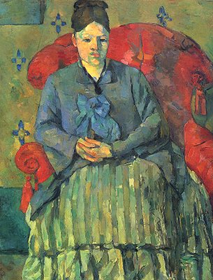 Stillleben Portrait der Madame Cezanne in rotem Lehnstuhl