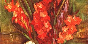 Stillleben mit roten Gladiolen 