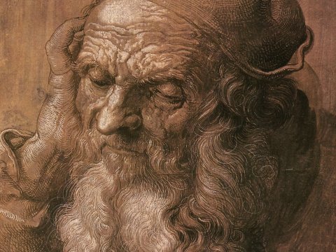 Betrübter alter Mann mit Bart – Albrecht Dürer – Leinwandbild