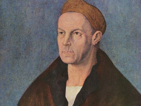 Porträt eines Mannes mit brauner Mütze – Leinwandbild
