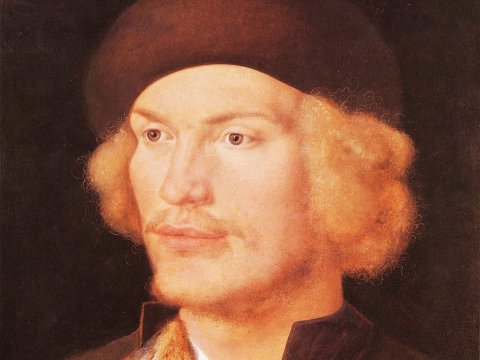 Selbstporträt mit goldener Lockenmähne, 1504 – Leinwandbild