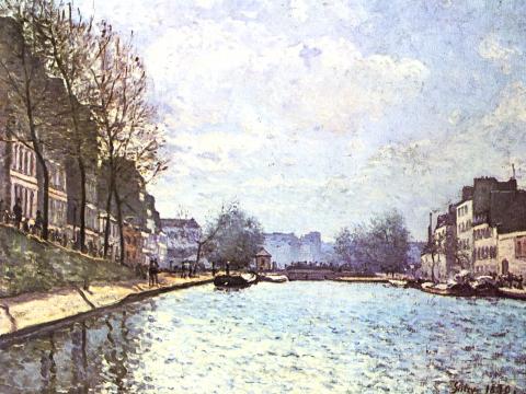 Flusslandschaft mit Uferpromenade – Alfred Sisley – Leinwandbild