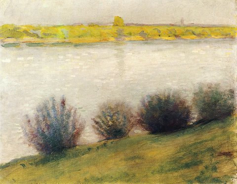 Flusslandschaft mit Büschen – August Macke – Leinwandbild