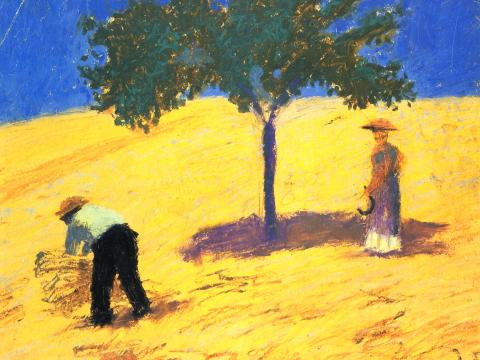 Erntearbeiter unter Baum – August Macke – Leinwandbild