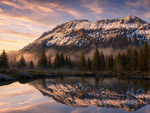 Winterschlaf unter weißem Firmament – Leinwandbild