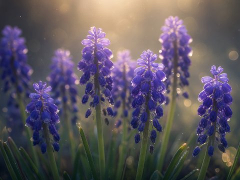Lavendelspitzen im Morgenlicht – Leinwandbild