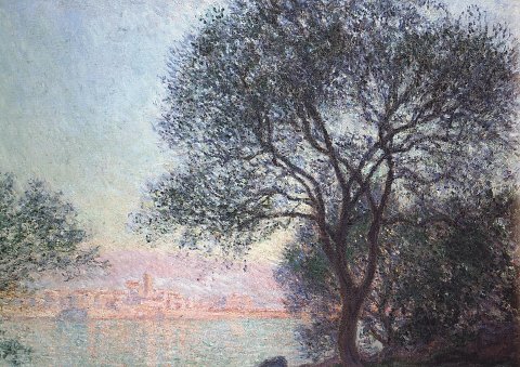 Baum am Ufer mit Stadtsilhouette – Claude Monet – Leinwandbild