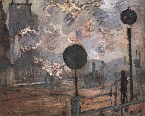 Nebeliger Platz mit Laternen – Claude Monet – Leinwandbild