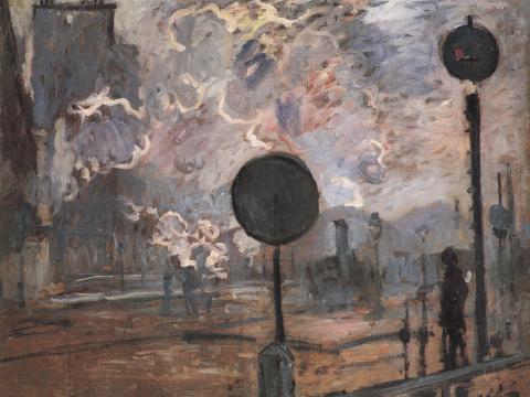 Nebeliger Platz mit Laternen – Claude Monet – Leinwandbild