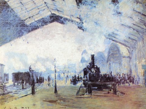 Dampflok im Bahnhof – Claude Monet – Leinwandbild