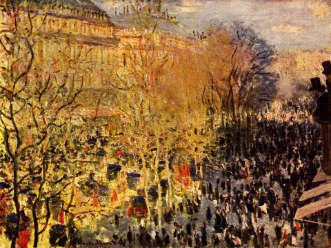 Boulevard in Paris bei Sonnenuntergang – Leinwandbild