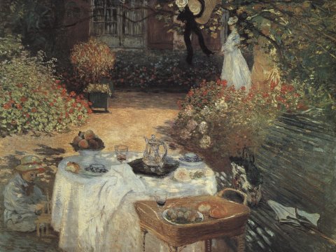 Gartentisch im Sonnenlicht – Claude Monet – Leinwandbild