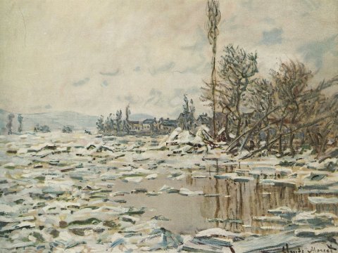Winterliche Flusslandschaft – Claude Monet – Leinwandbild