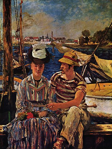 Paar auf einem Boot – Édouard Manet – Leinwandbild