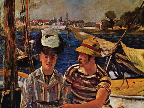 Paar auf einem Boot – Édouard Manet – Leinwandbild