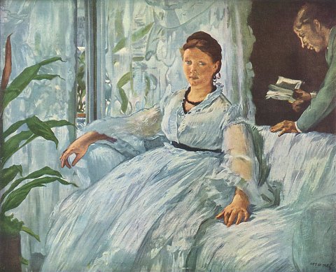 Dame im weißen Kleid am Fenster – Édouard Manet – Leinwandbild