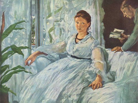 Dame im weißen Kleid am Fenster – Édouard Manet – Leinwandbild