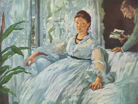 Dame im weißen Kleid am Fenster – Édouard Manet – Leinwandbild