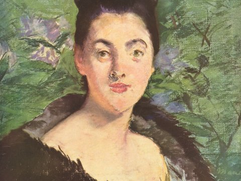 Porträt einer Frau mit Pelz – Édouard Manet – Leinwandbild