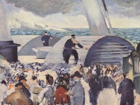 Menschenmenge am Hafen – Édouard Manet – Leinwandbild