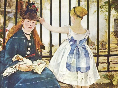 Zwei Mädchen am Gitter – Édouard Manet – Leinwandbild