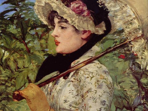 Dame mit Sonnenschirm im Garten – Édouard Manet – Leinwandbild
