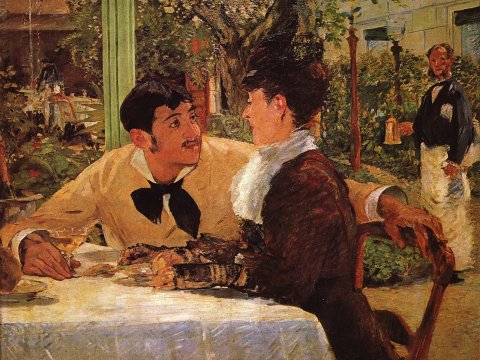 Romantischer Abend im Garten – Édouard Manet – Leinwandbild