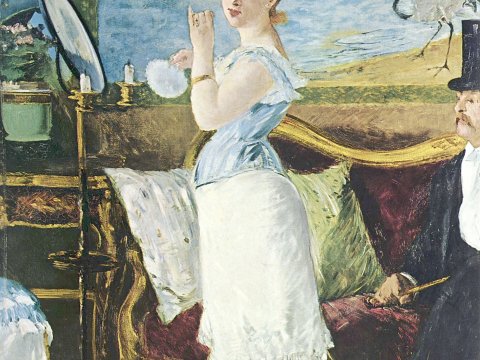 Dame beim Schminken – Édouard Manet – Leinwandbild