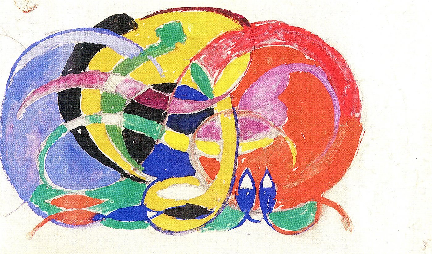 Bunte Wirbel in Gelb, Rot und Blau – Franz Marc Leinwandbild