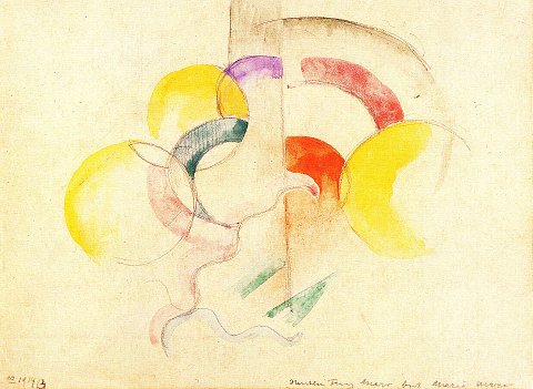 Gelb-Rot-Purpur: Abstrakte Farbformen von Marc – Leinwandbild