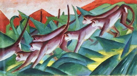 Laufende Affen im grünen Dschungel – Franz Marc – Leinwandbild
