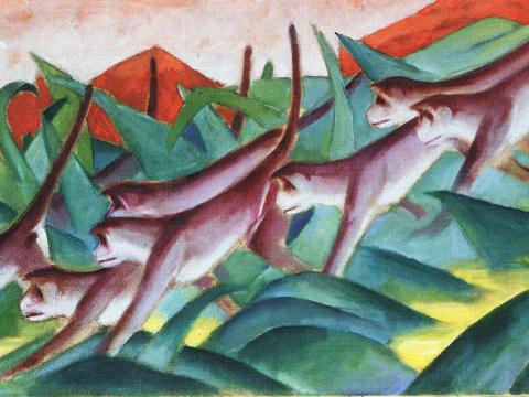 Laufende Affen im grünen Dschungel – Franz Marc – Leinwandbild