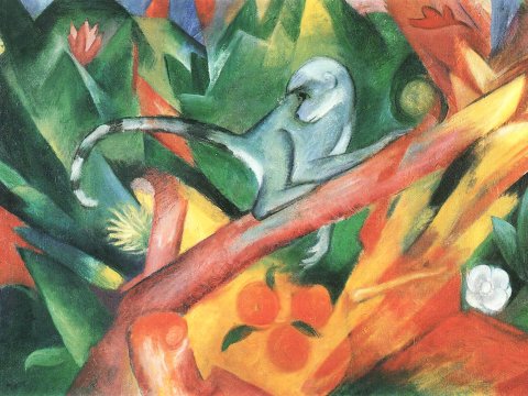 Affe im bunten Dschungel – Franz Marc – Leinwandbild