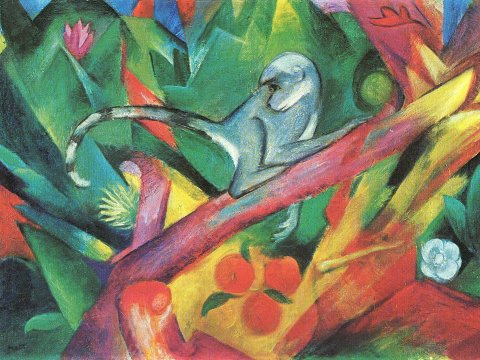 Affe im bunten Dschungel – Franz Marc – Leinwandbild