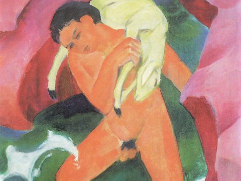 Mann mit Schaf – Franz Marc – Leinwandbild