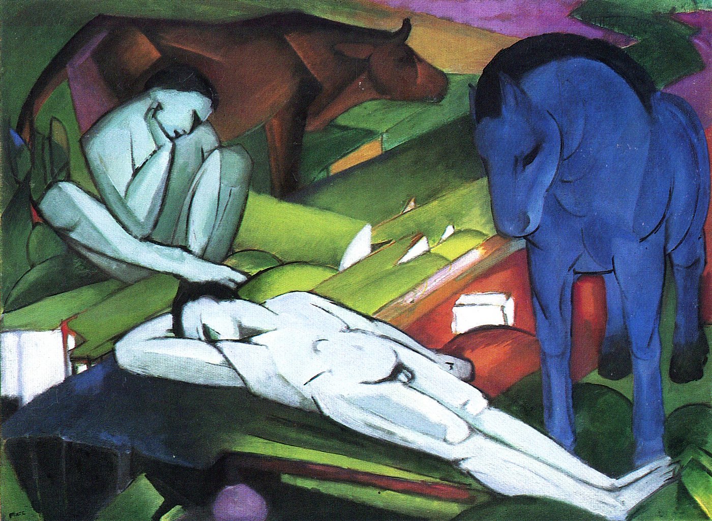 Zwei Akte mit Pferd und Kuh – Franz Marc – Franz Marc Leinwandbild