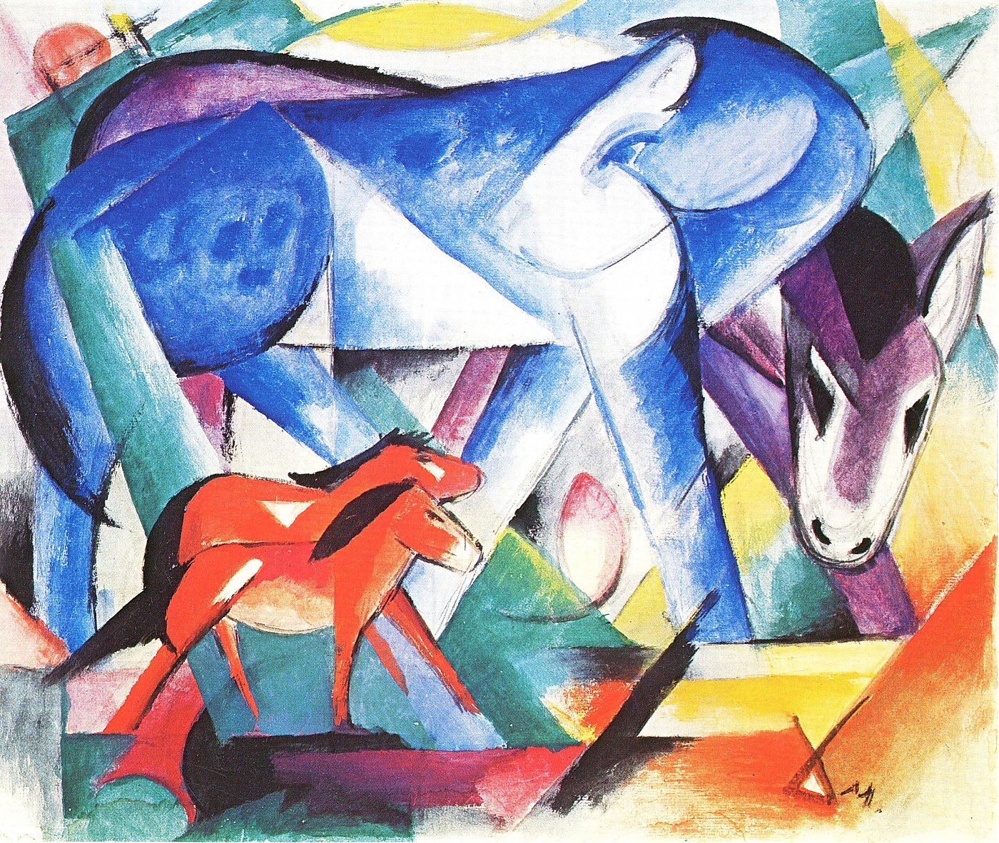 Blaues Pferd mit Fohlen – Franz Marc – Franz Marc Leinwandbild