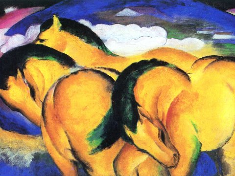 Drei gelbe Pferde – Franz Marc – Leinwandbild