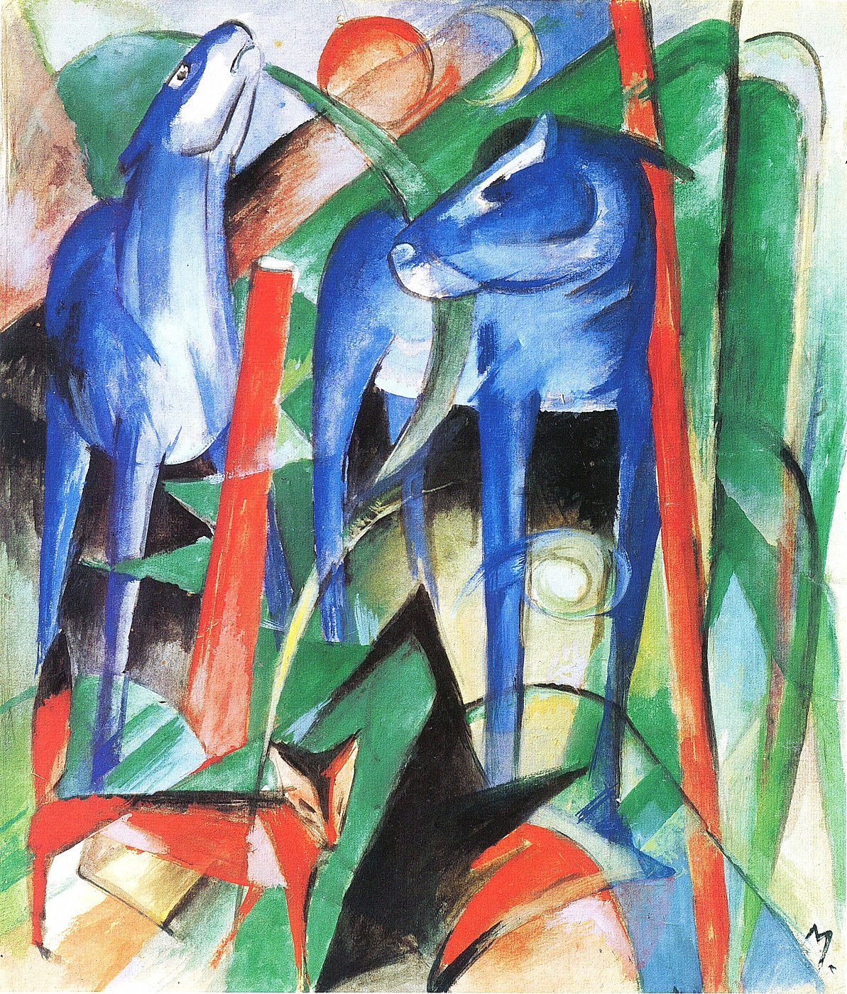 Blaue Pferde im grünen Wald – Franz Marc – Leinwandbild
