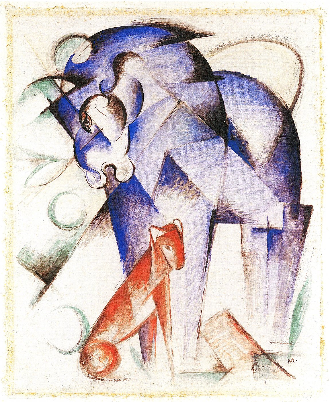 Blaues Pferd und rotes Fohlen – Franz Marc – Franz Marc Leinwandbild