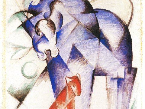 Blaues Pferd und rotes Fohlen – Franz Marc – Leinwandbild