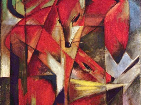 Rote Füchse im Kubismus – Franz Marc – Leinwandbild