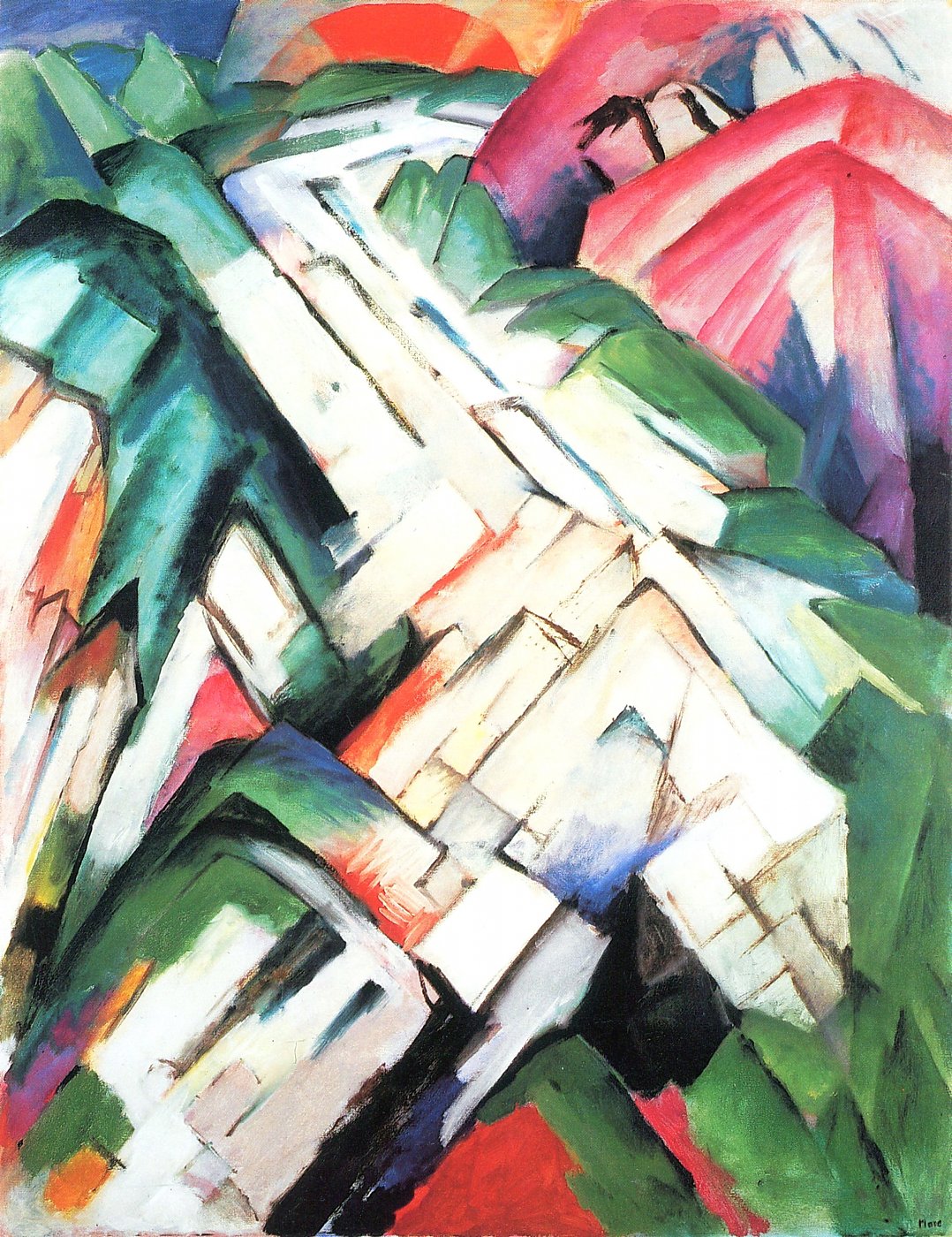 Bunte Berglandschaft – Franz Marc – Franz Marc Leinwandbild
