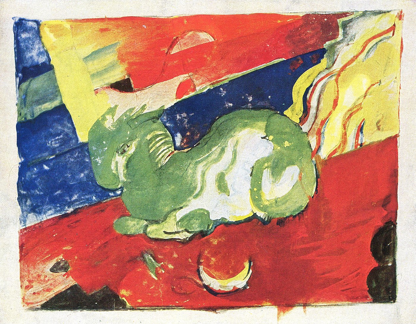 Grüner Hase auf rotem Grund – Franz Marc – Franz Marc Leinwandbild