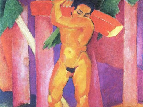 Akt mit Holz – Franz Marc – Leinwandbild